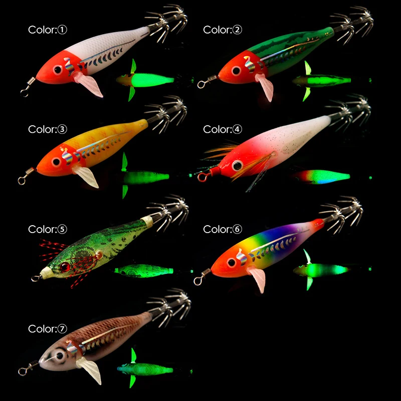 1 шт. 75 мм 5 г светящиеся рыболовные снасти приманки для креветок джиг-крючок