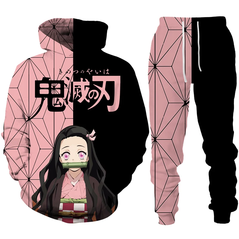 Комплект одежды для косплея из 2 предметов, забавная толстовка с 3D принтом из японского аниме «рассекающий демонов», костюм для женщин и мужчин, спортивная одежда