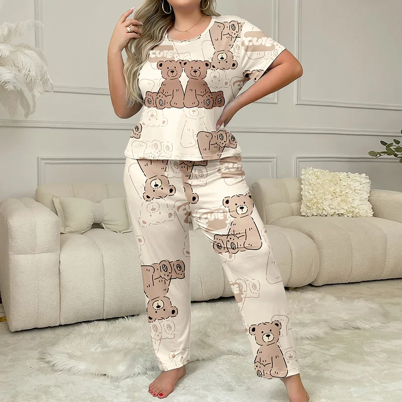 Пижамный комплект большого размера 3XL 4XL 5XL женская одежда для сна на осень и зиму