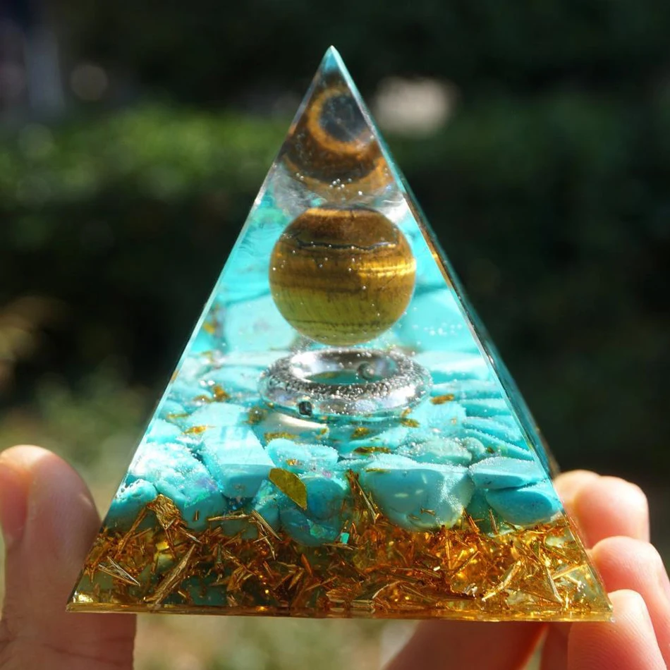 

Orgonite Pyramid Healing Crystals Energy Generator Amethyst natural stone pendulum Reiki Chakra Meditation Tool room Decorations