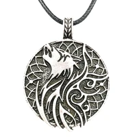 nostalgia viking odin raven crow and wolf amulet jewerly norse men pendant necklace dropshipping