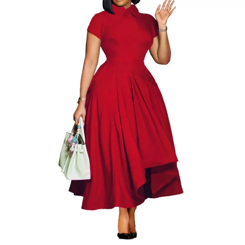 Летние Элегантные африканские платья для женщин с коротким рукавом из