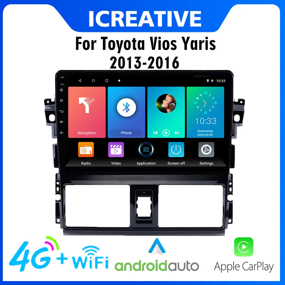 

2 Din 10.1" Car Multimedia Video Player For Toyota Vios Yaris 2013-2016 Android 4G Carplay GPS Navigation Head Unit Stereo