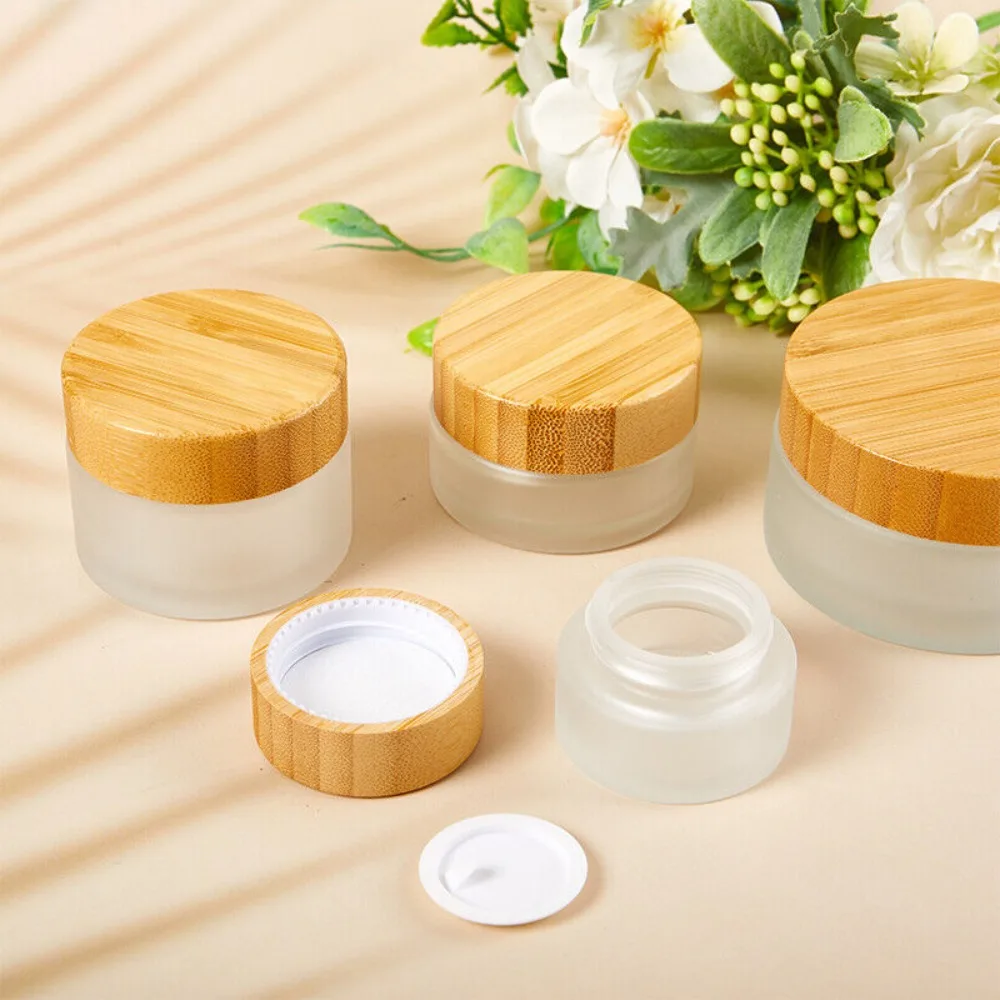 

1Pc Glass Cosmetic Mini Refillable Empty Jar Face Cream Container Storage Bottle Inner Lid Round Bottle