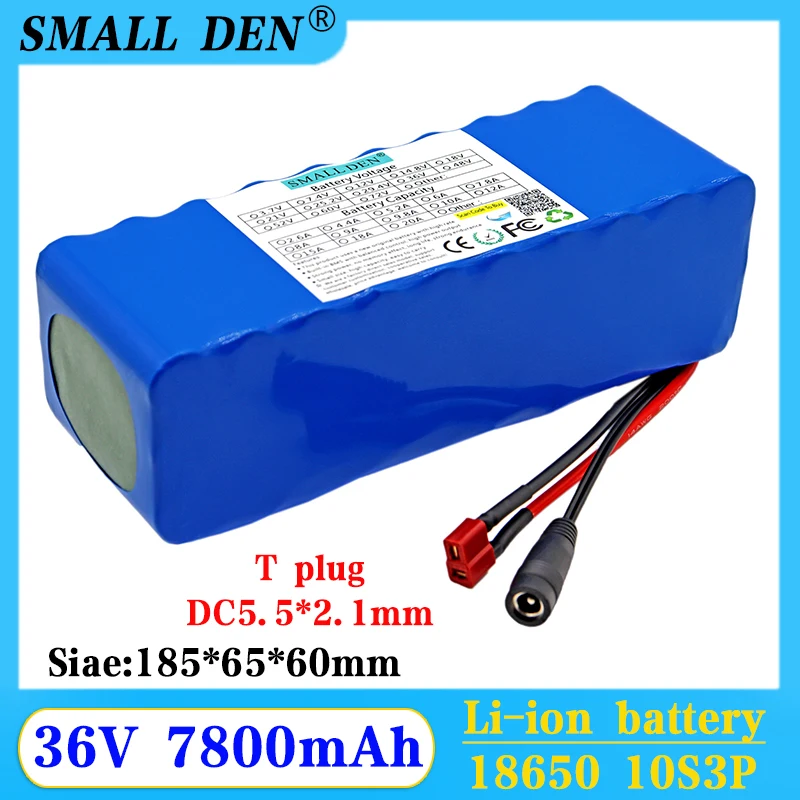 

Аккумулятор для электрического велосипеда, мотоцикла, скутера, 36 В 18650 Ач 500 10S 3P стандарта с разъемом BMS DC + T 7800 Вт мАч 42 в