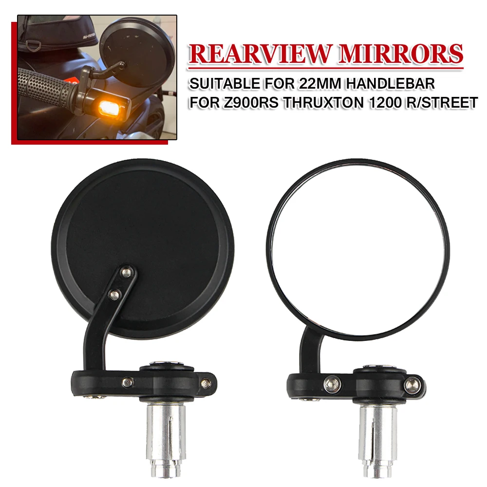 

For Thruxton 1200 R/Street Cup For Kawasaki Z900RS Motorcycle Handlebar Handle Bar End Rearview Mirror 22mm-caliber Accessories