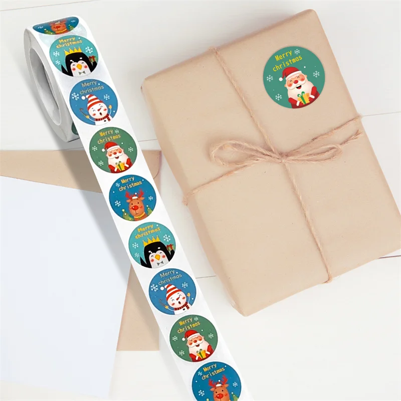 

2.5cm Santa Claus Snowman Sticker Merry Christmas Party Favor Envelope Sealing Label Packaging Gift Box Tag Decoration Handmade