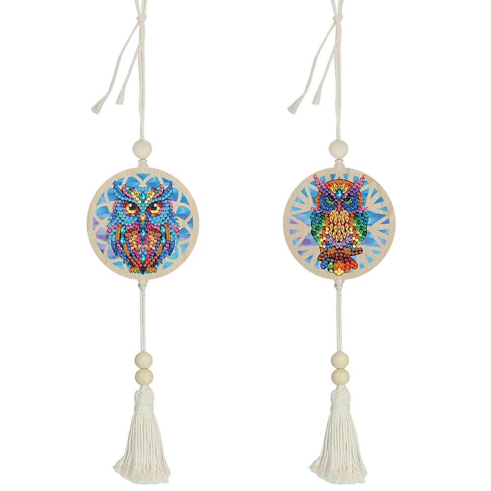 2 шт. деревянные двусторонние алмазные картины с кисточками