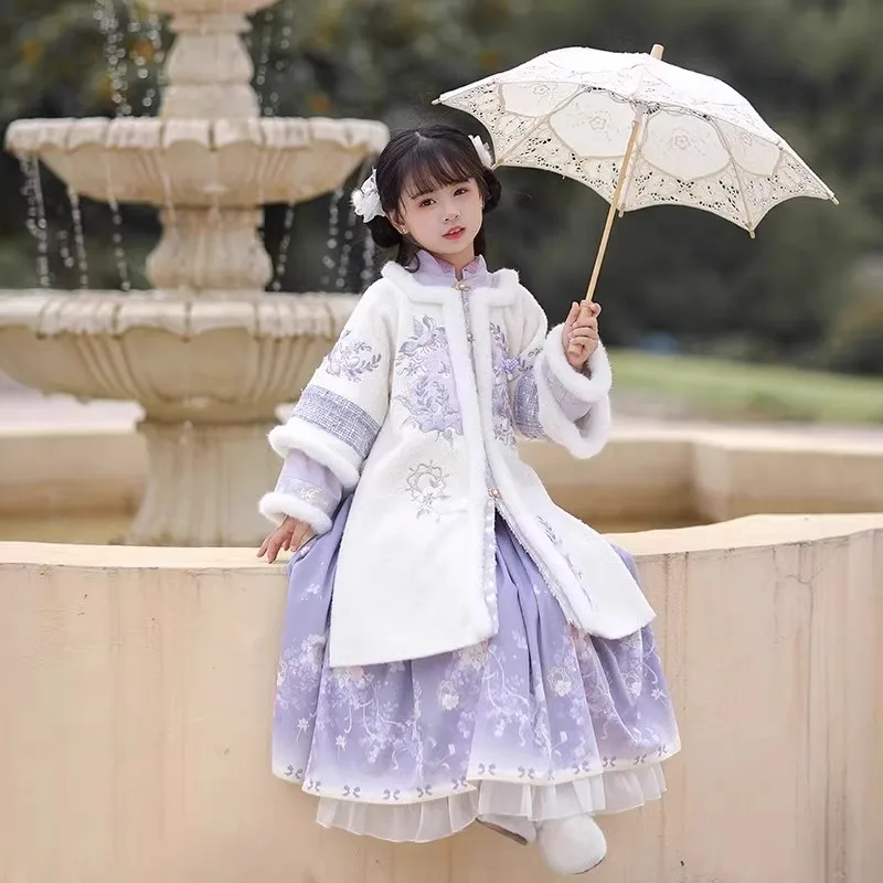 Платье ханьфу для девочек детский карнавальный костюм дня рождения зимняя новая