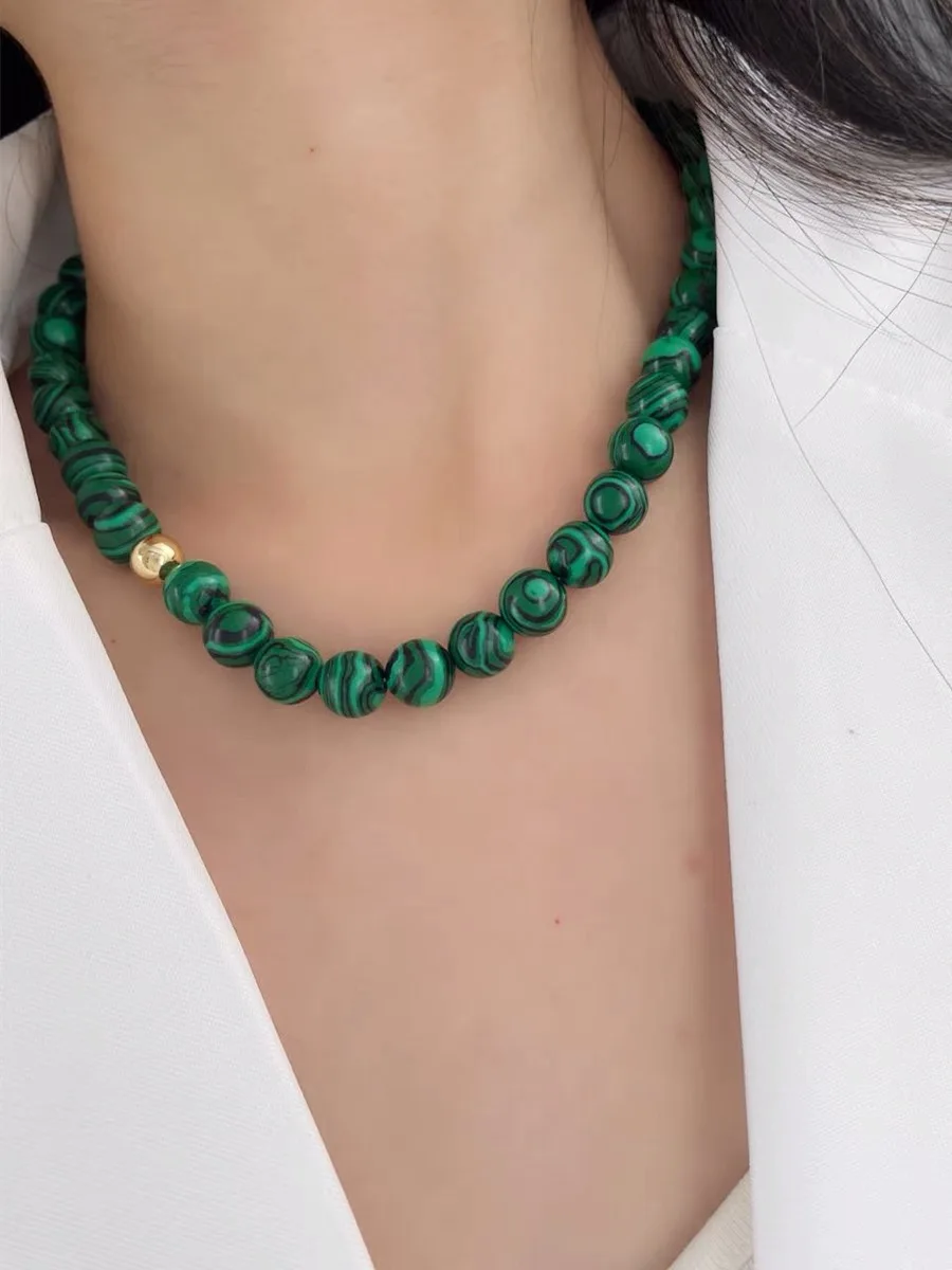 Ожерелье из малахита Joker slim для женщин, простое, классическое, зеленое, из натурального камня, творческое.