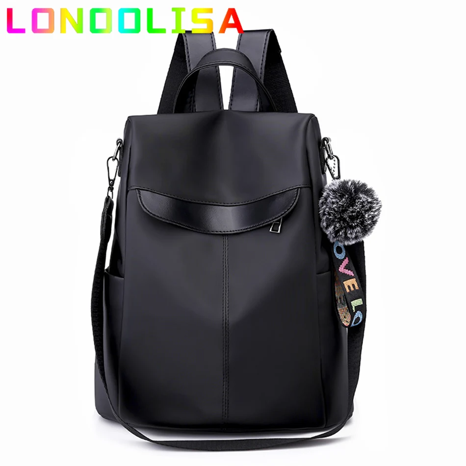 

Waterproof Casual Women Backpack Purse Anti-theft Oxford Rucksack Mochila Hairball Tassel School Shoulder Bag for Teenagers Girl