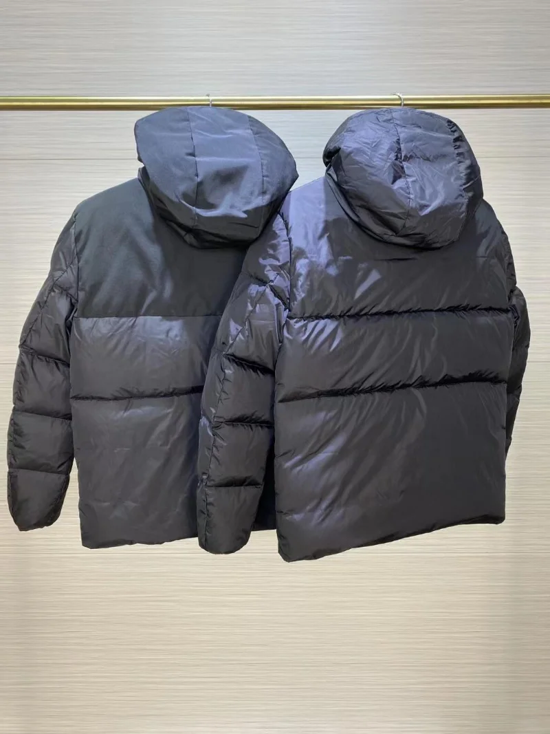 Down Jacket Men's Classic Hooded Placket Letter Embroidery Thickened Warmth Plus Fashion Trend