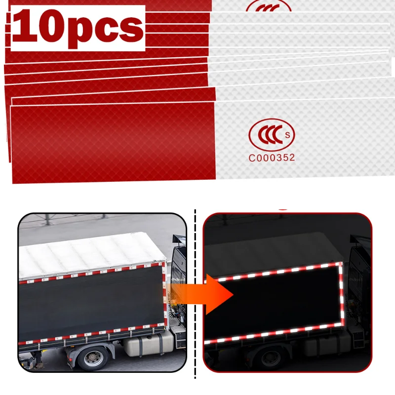 

10pcs Truck Warning Reflective Stickers Safety Warning Stickers Exterior Accessories Are ApplicableTo Trucks/lorry General Model