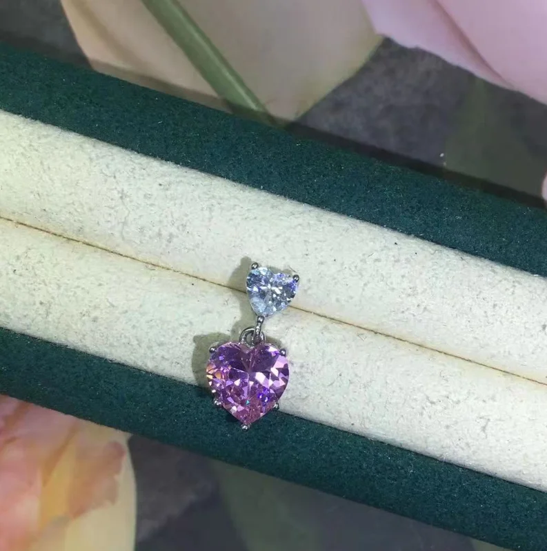 

ANGLANG Luxury Heart Pendant Necklace Bridal Wedding Shiny CZ Stone Romantic Gift Elegant Fashion Necklace Jewelry for Women