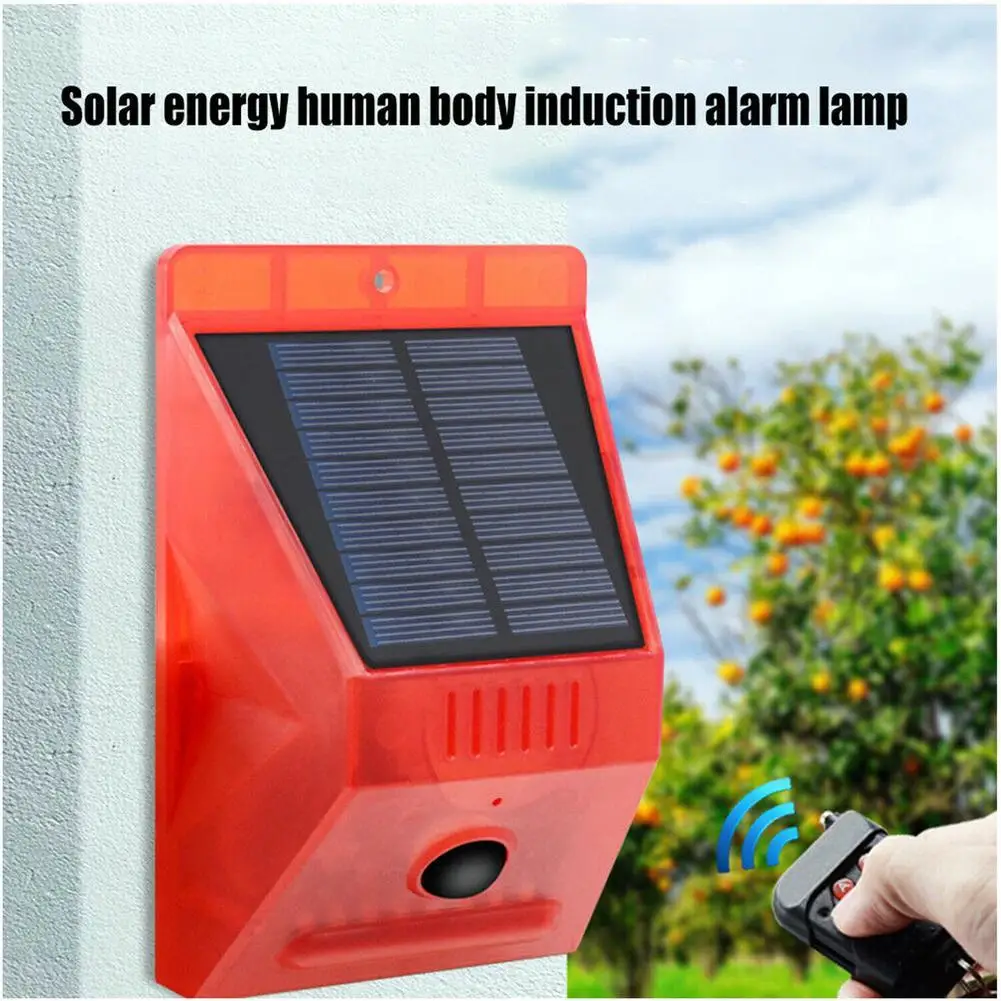 

Solar Security Light Alarm 4 Modes Remote Control IP65 Waterproof PIR LED Motion Sensor Flashing Light Lamp With 129 DB Alarm