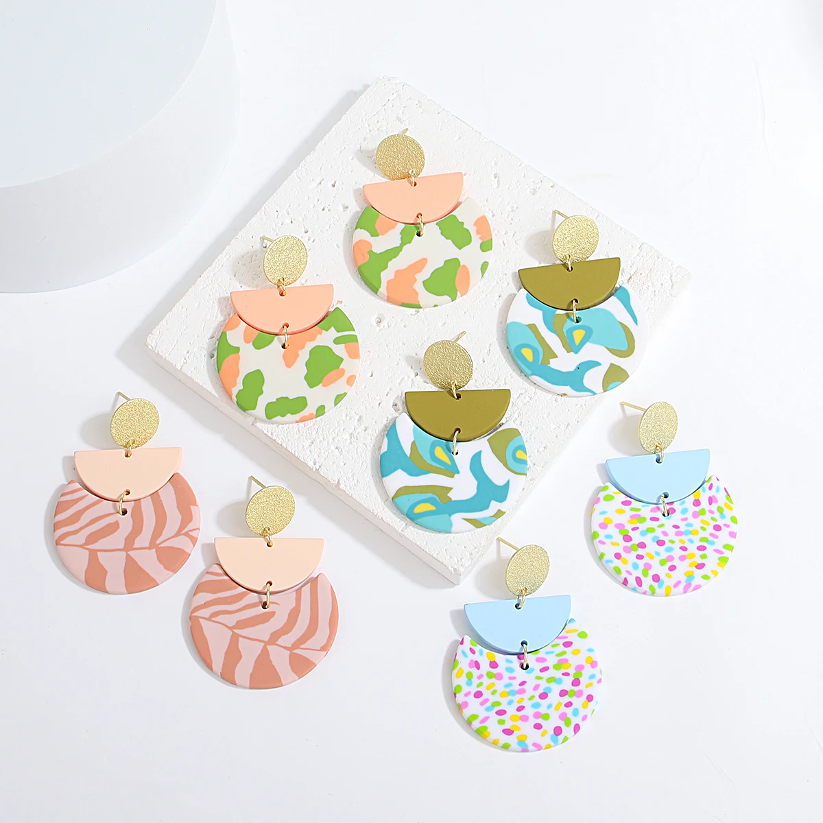 

Lifefontier ручной работы Полимерная глина Полые Цветы Висячие серьги для женщин винтажный Леопардовый принт фотоподвеска ювелирные изделия