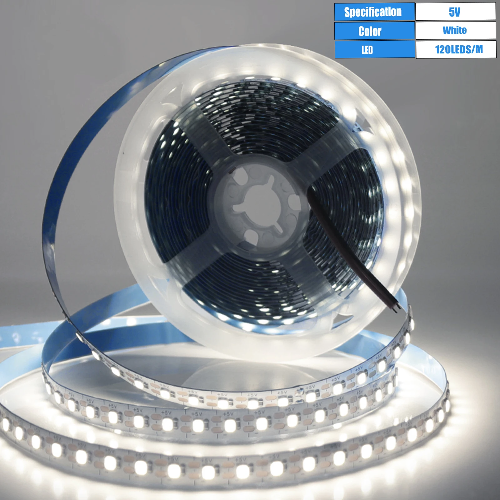 

КISUFU светодиодная лента белая тёплая естественная 3 мм 5 мм 8 мм 5В 120leds/м