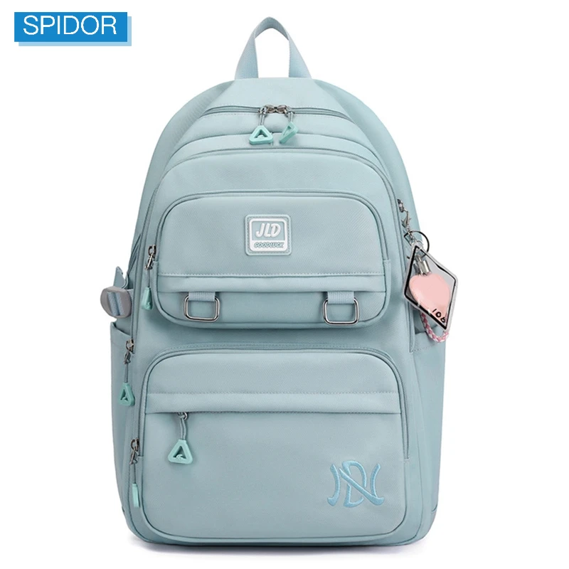 SPIDOR 2023 Multi Pocket Nylon Backpack Travel Rucksack Cute Casual Daypack School Bag for Women Student Teenagers