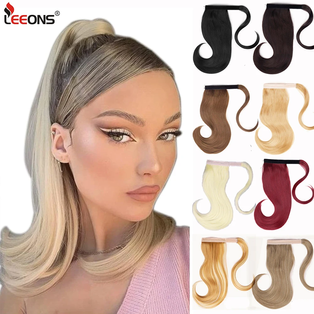 

Leeons Новинка 16-дюймовый надувной хвост пони натуральные длинные хвосты обертываются вокруг клипсы кусок волос Синтетические шиньоны для женщин девочек