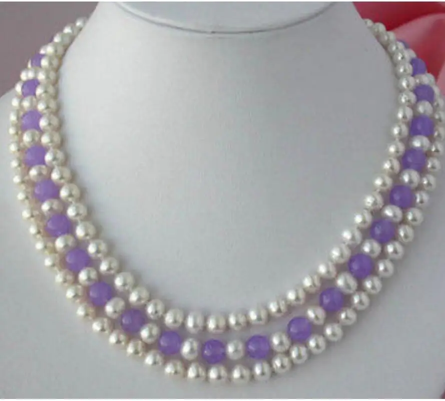 3 нити 7-8 мм белый круглый пресноводный жемчуг akoy 8 мм Нефритовое ожерелье 17-19 дюймов AA