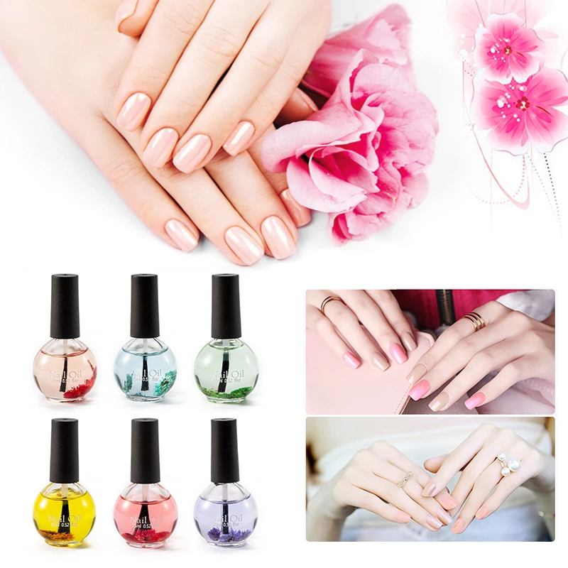 

1 Bottle 15ml Dried Flowers Softener Nutritional Cuticle Oil Treatment Nutritious Gel Polish Cuticle Nail Art Tool Nail Care Oil
