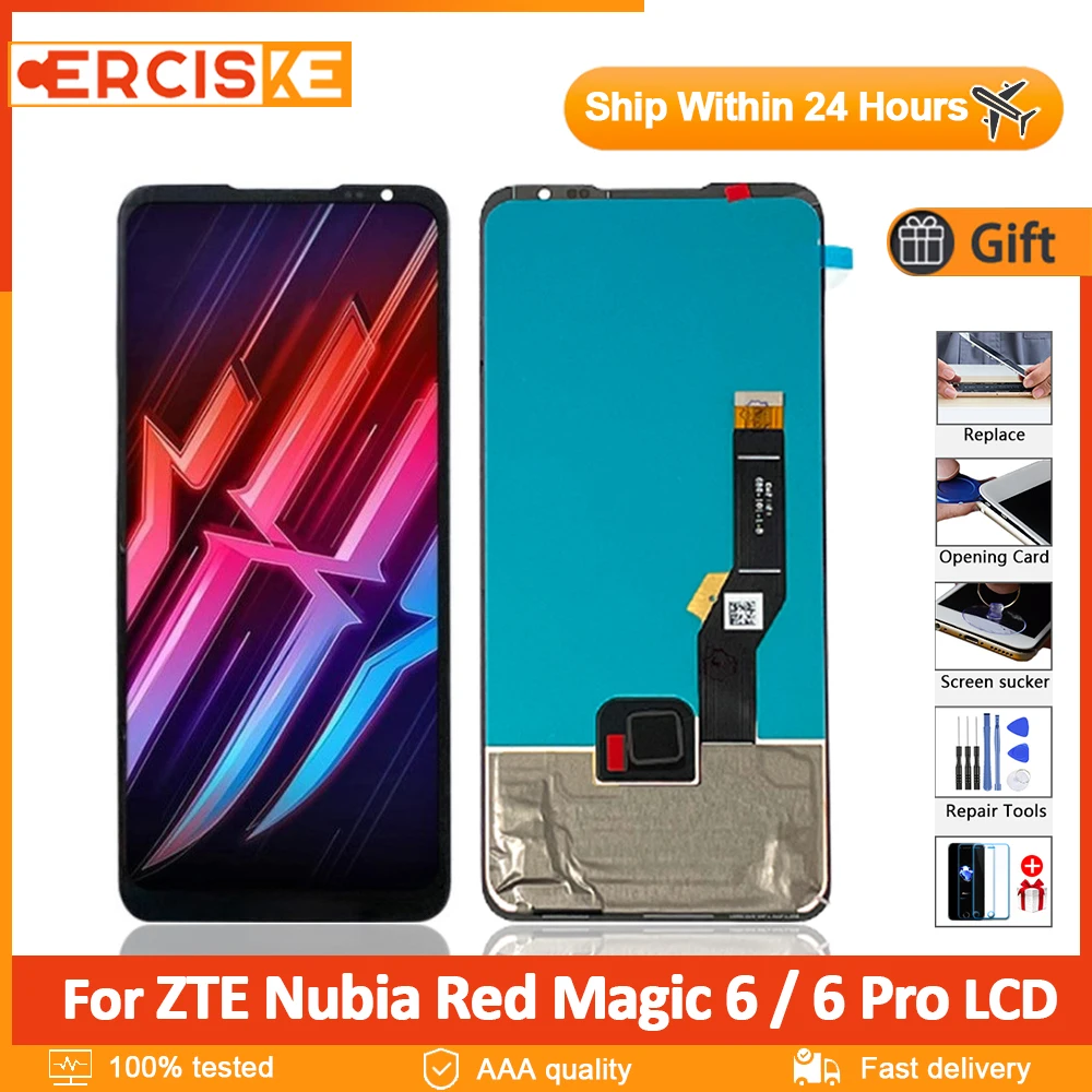 

6.8" Original AMOLED For ZTE Nubia Red Magic 6 NX669J LCD Display Digitizer Assembly No Fingerprint For Red Magic 6 Pro NX669J-P