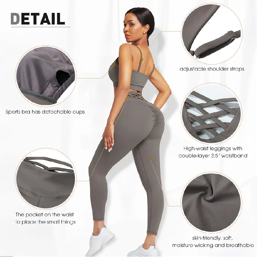 Yoga Suit Cross Back Underwear Hooded Top Three Piece Sports Suit Shapewear  Body Shapers Women