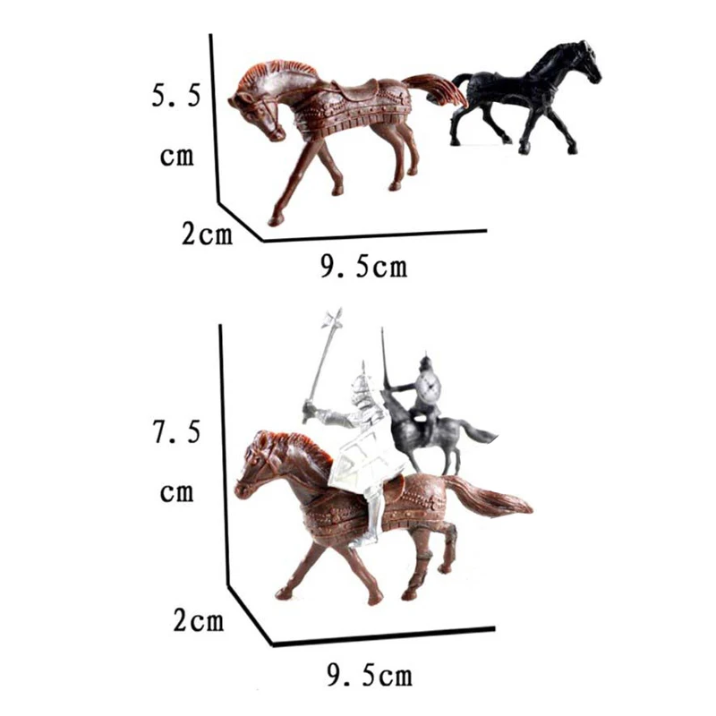 Набор шахматных фигурок средневековых воинов лошадей кавалерии рыцарей замков