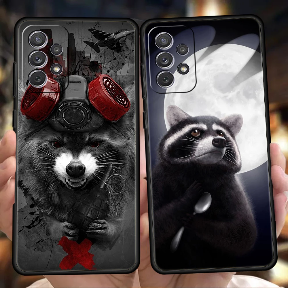 

Cute Animal Raccoon Phone Case Cover For Samsung A14 A13 A22 A32 A52 A72 A51 A71 A21S A31 A41 5G Silicone Shockproof Shell Coque