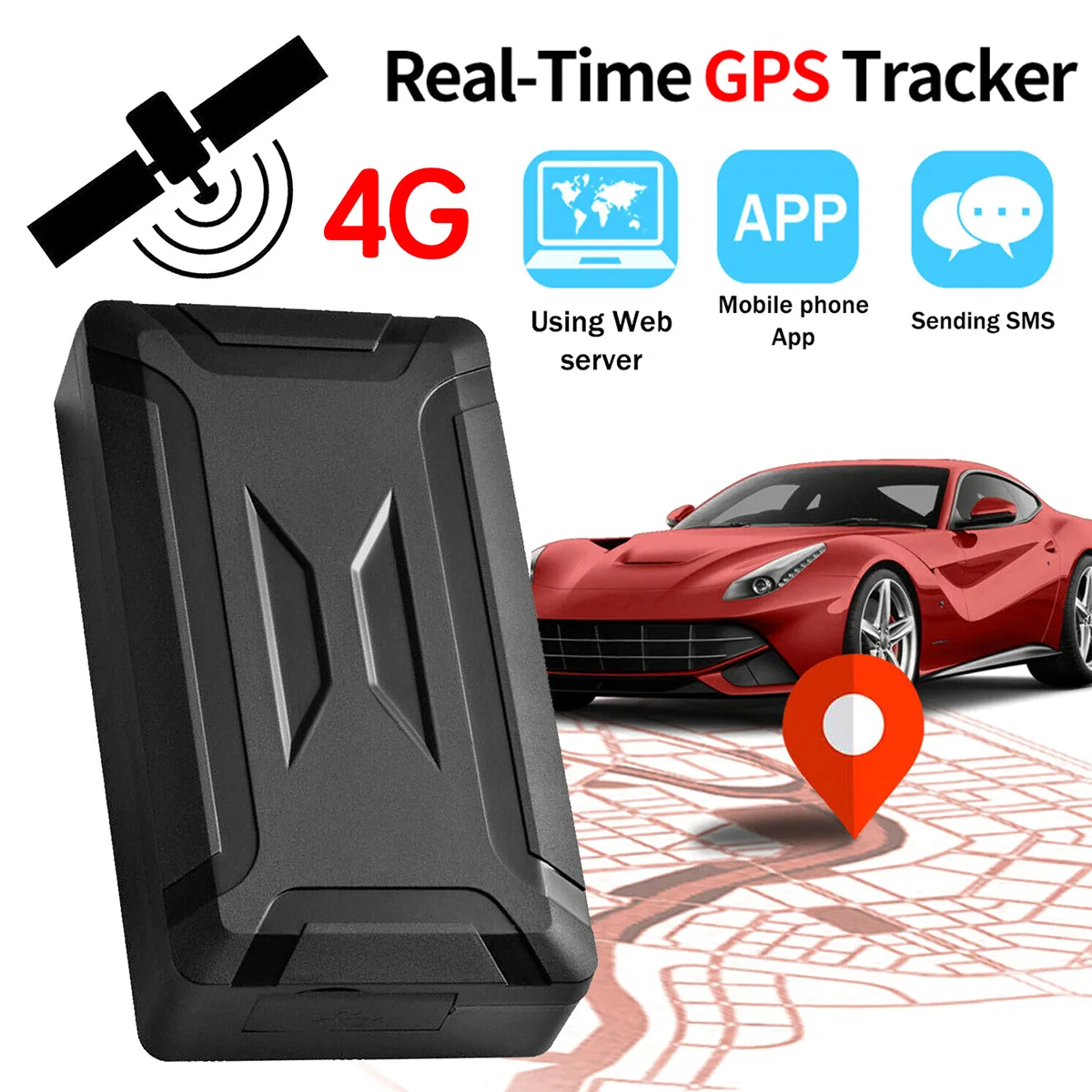 4G GPS Tracker Real-Time GPS Tracking Device Anti Theft Alarm Vehicle Overspeed Tracking Accurate GPS Locator for Vehicle Cars