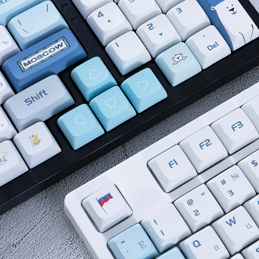 

Русский Полярный Медведь Тема Клавиша XDA БПТ 128 Ключи Колпачки для ключей Английский Русский Крышка ключа Подходящий для 87 98 104 108 Механическая Клавиатура