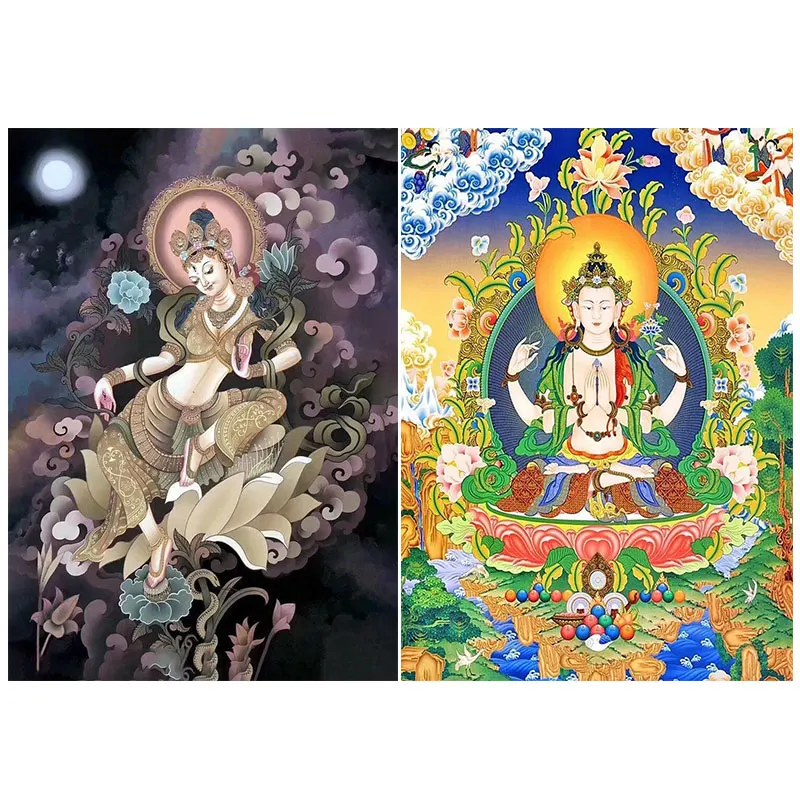 

5D DIY Diamond Painting Full Round Drill Mosaic Diamond Embroidery"Religious Buddha sitting on lotus"Home Decoration