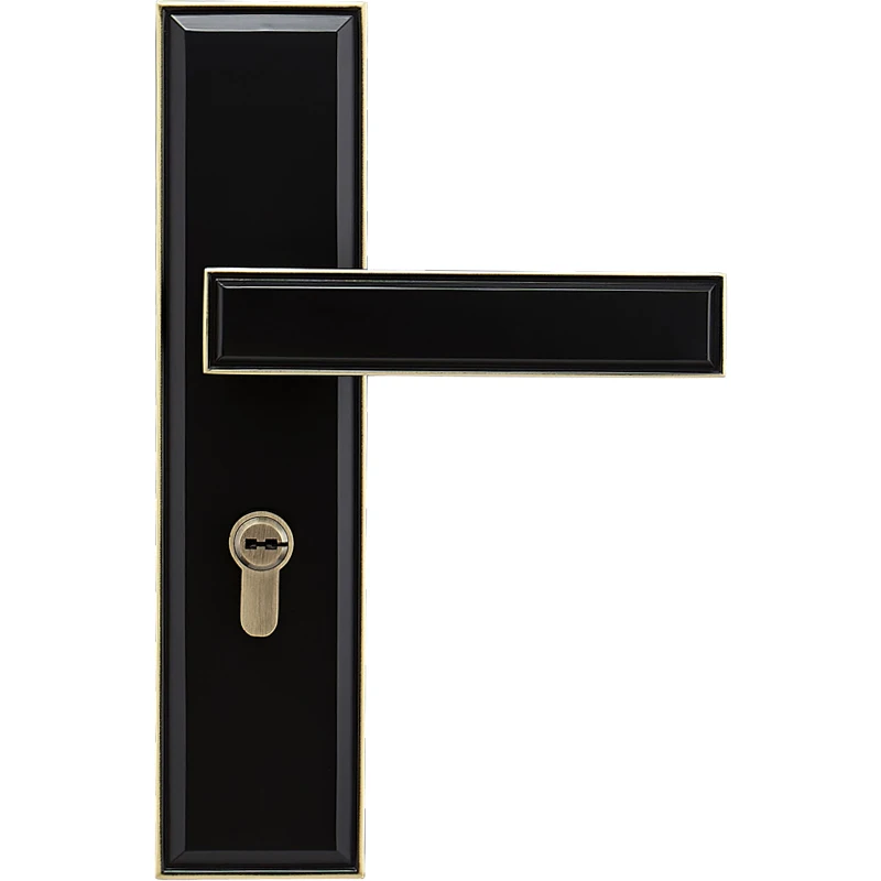

American minimalist square brass door handle lock set CL-0021