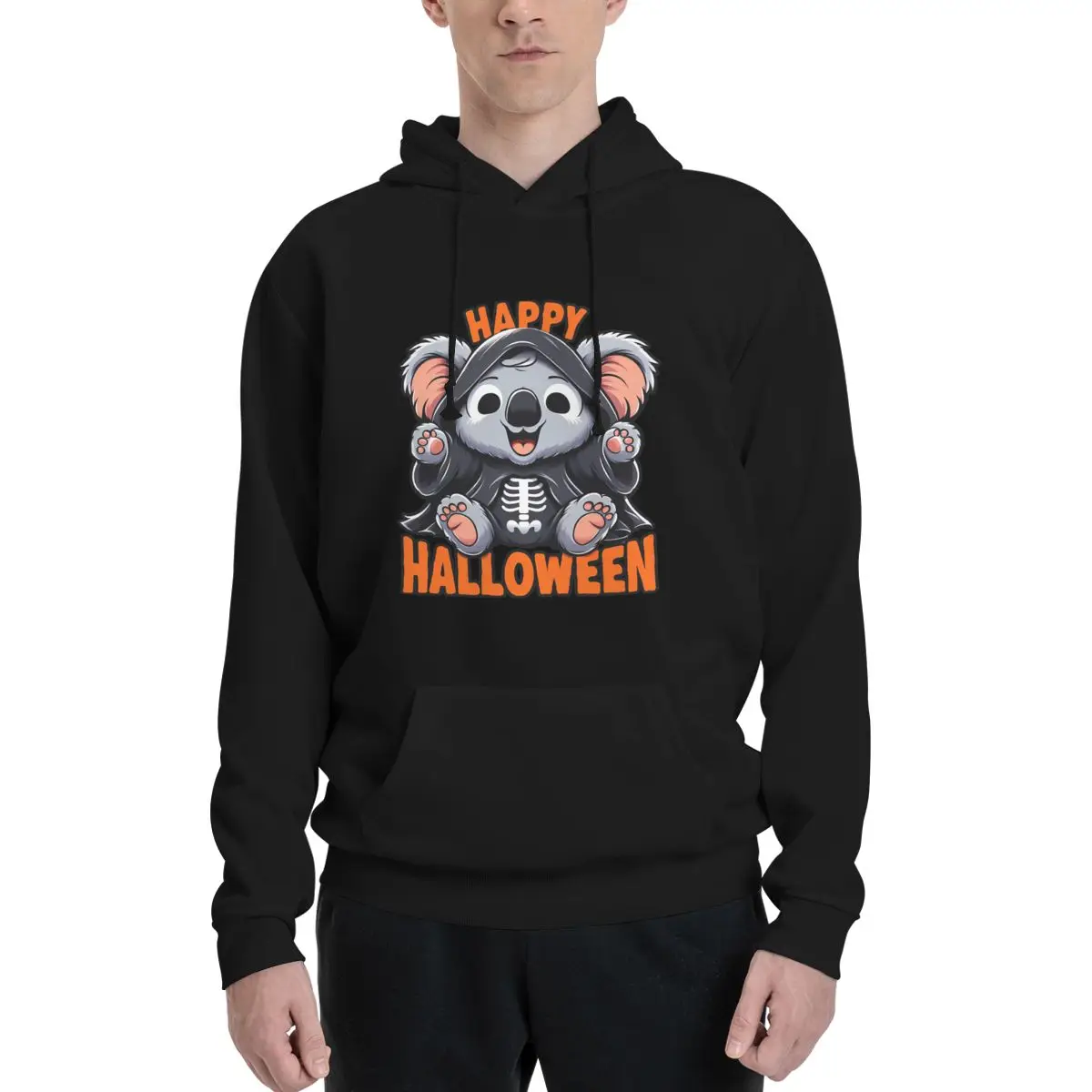 

Koala Halloween Skeleton. Grim Reaper Polyester Hoodie Men's Women's Sweater Size XXS-3XL
