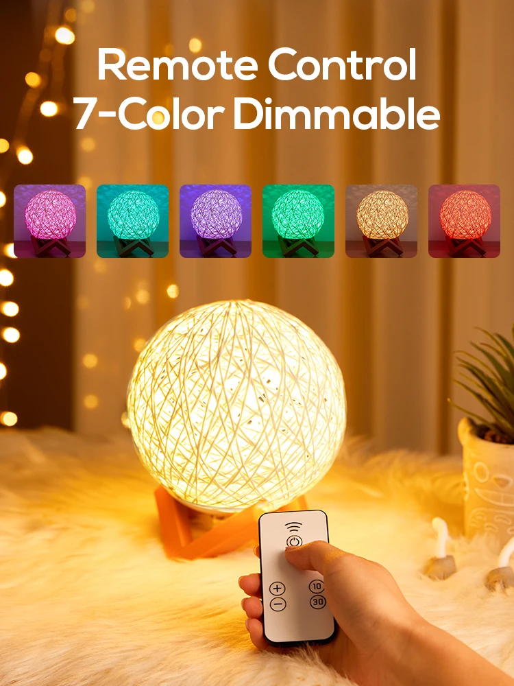 Sepak Takraw LED Moon Night Light Creative Starry Gift With Remote Control Usb Charging Table Lamp Bedroom  For Home Decoration