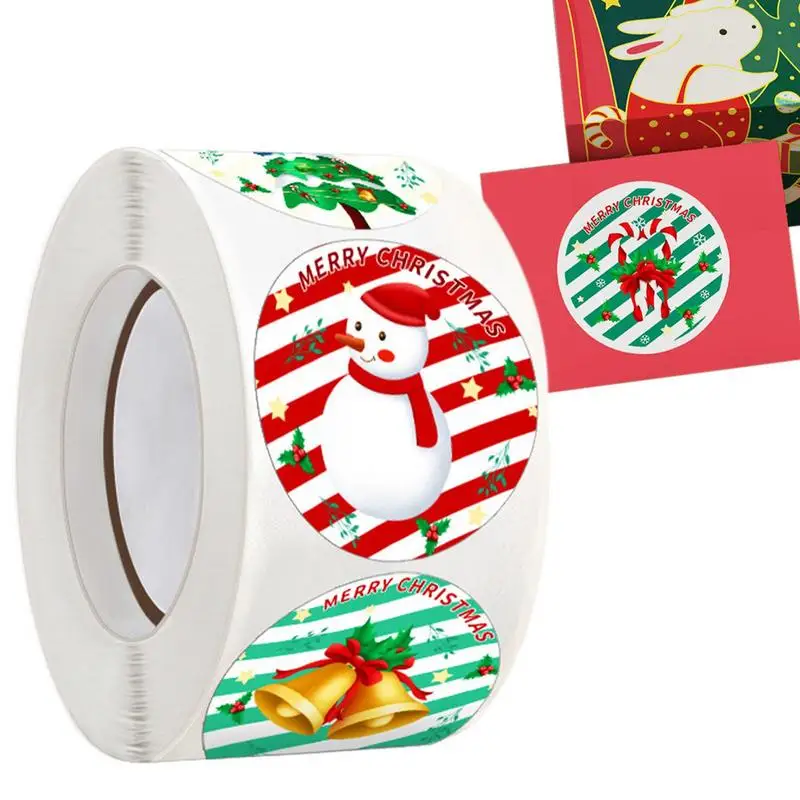 

Рождественские подарочные наклейки в рулонах, 500 шт., рождественские бирки, наклейки с именем для подарка, украшения «сделай сам», подарочны...