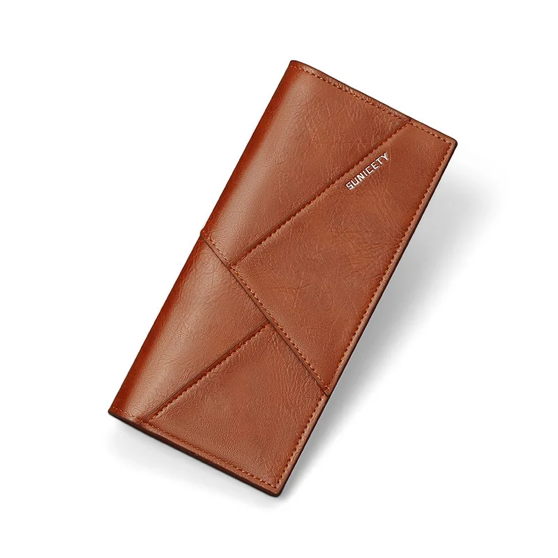 Multi-Functional Anti-Theft Swiping Soft Leather Wallet Long Ultra-Thin Stitching Two-Fold Men's Wallet