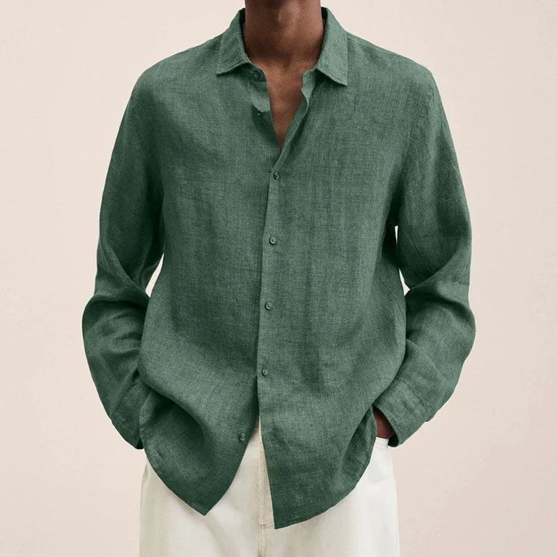 

Fashion Loose Long Sleeve Solid Color Shirts Men Spring Leisure Buttoned Cotton Linen Cardigans Mens Clothes Casual Shirt Tops