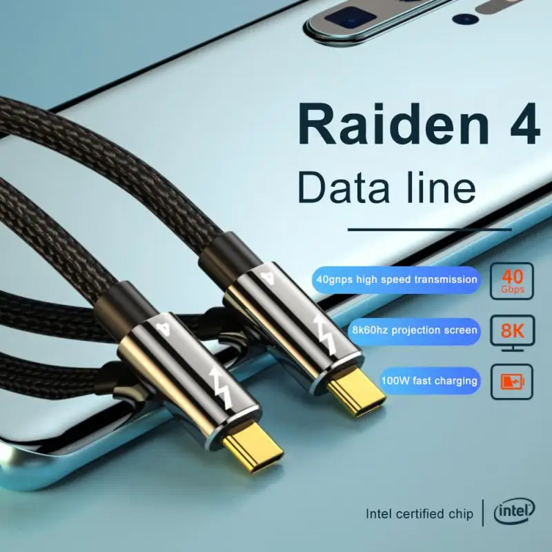

100w Data Transfer Type-c Cable 8k@60hz Thunderbolt 4 30/50/80/100cm Fast Charge Computer Accessories 5a Docking Stations 40gbps