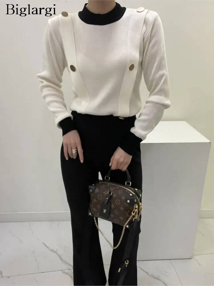 

Knitted Autumn Pullover Sweater Women Long Sleeve Fashion Office Ladies Sweaters Tops Korea Style Casual Woman Sweater 2023
