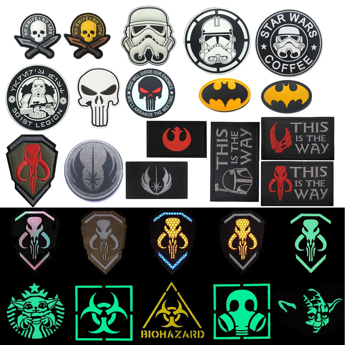 

Mandalorian Tactical Backpack Patch Parche Velcro Armband Badge Yo Hook and Loop Embroidery Sticker Logo Patches