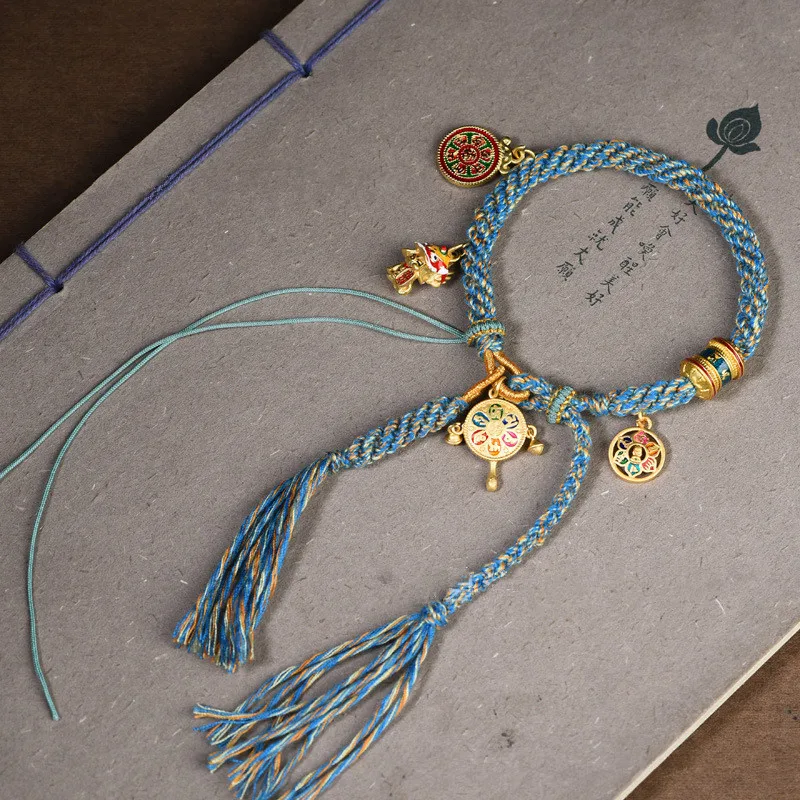 Красочная веревка Тибетский Стиль Двойная плетеная Ручная Веревка Браслет