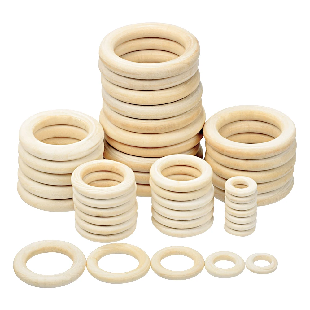 

11 Size DIY Natural Wood Circle DIY Crafts For Jewelry Making Baby Teething Wooden Ring Kids Toy Ornaments Accessories Jewelry