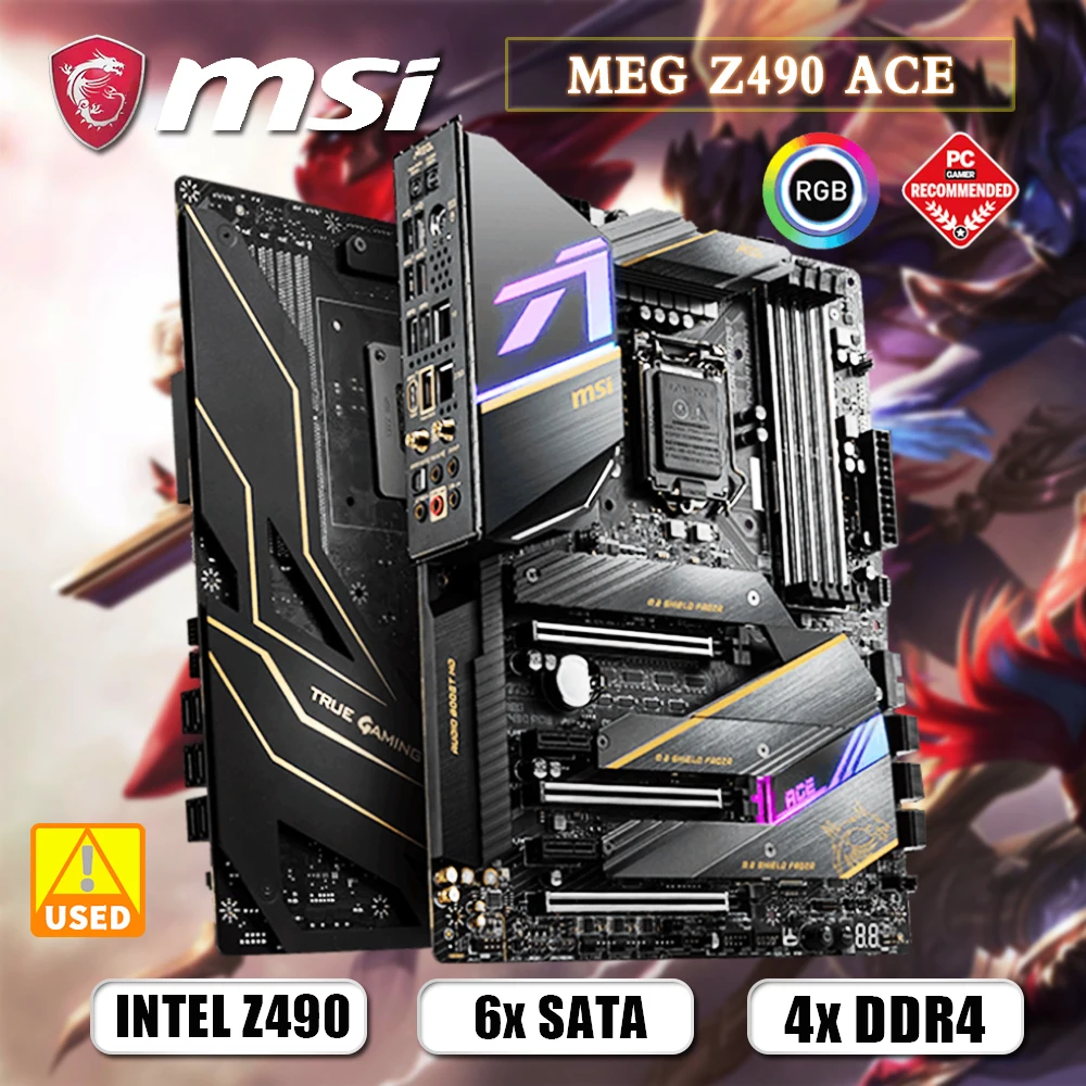 

Игровая материнская плата LGA 1200 MSI Мег Z490 ACE DDR4 128 ГБ Intel Z490 PCI-E 4,0 SATA III M.2 USB3.2 ATX для процессоров 10-го поколения