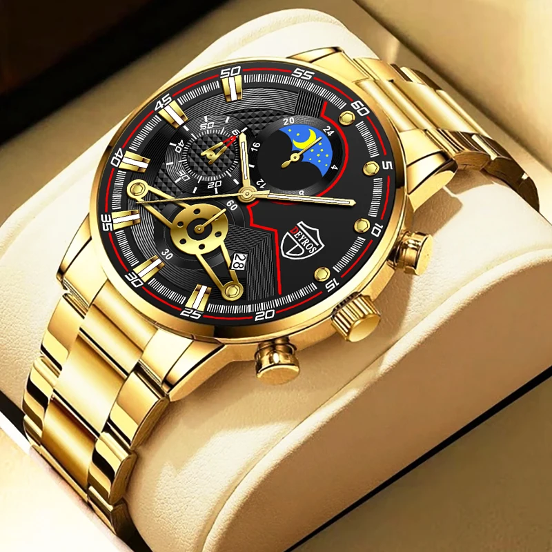 

2022 Fashion Mens Watches Luxury Stainless Steel Quartz Wristwatch Luminous Clock Men Sports Casual Leather Watch часы мужские