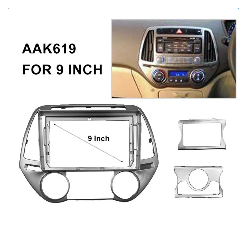 

Car Audio Navigation Large Screen Car Navigation Cover Frame 9 inch Retrofit Panel Bracket Fit for Hyundai I20 Manual-Auto 2008