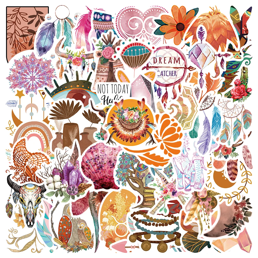 

10/50pcs Retro Boho Aesthetic Cartoon Stickers Waterproof Graffiti Decals For Phone Laptop Guitar Water Bottle Bicycle Kids Toy