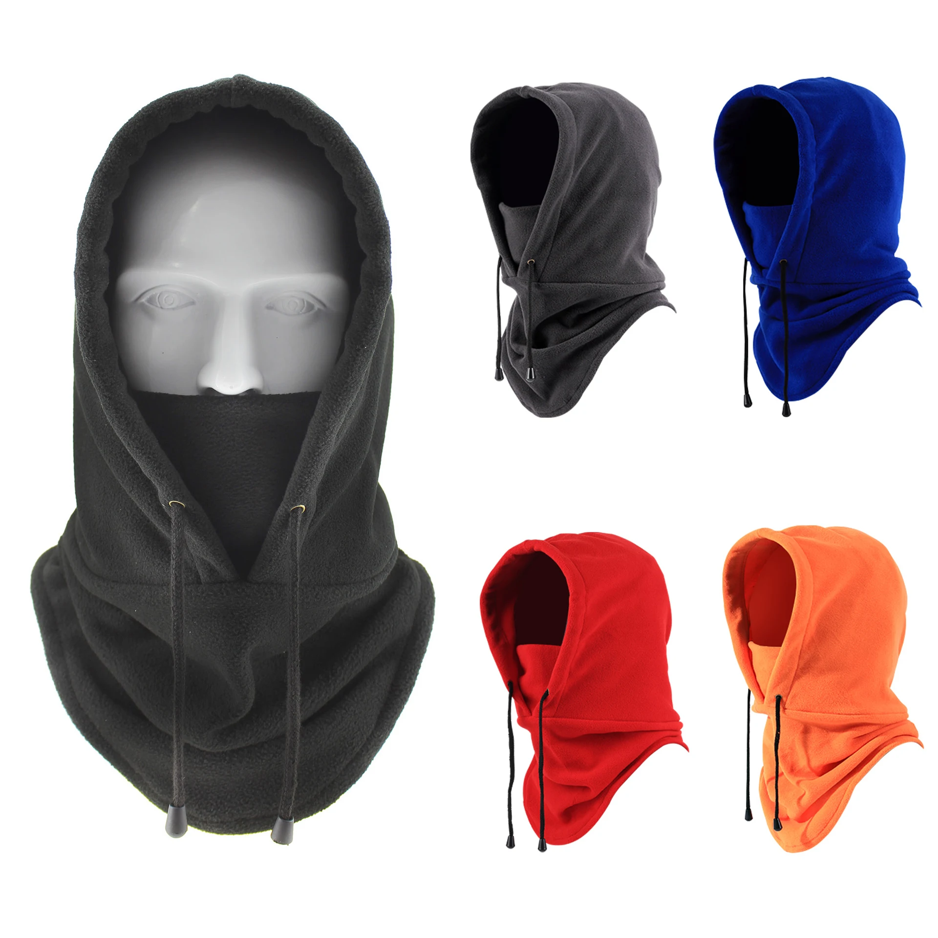 Outdoor Sports Cycling Cap Winter Plush Warm Motorcycle Balaclava Bicycle Female Hat Windproof Hood Ski Mask Drawstring Cap Men