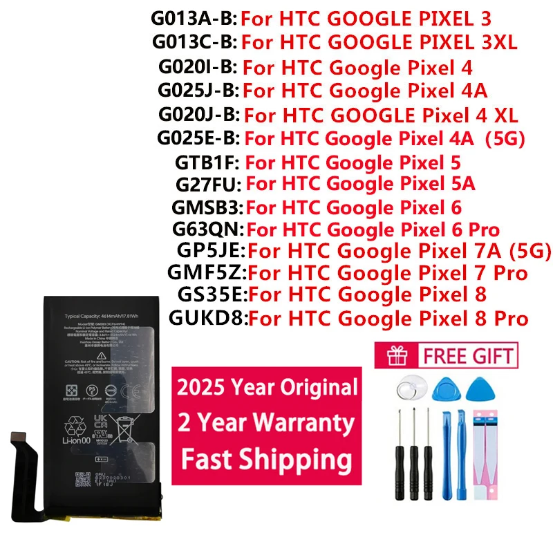 Batteria Originale Google Pixel 4a G025J-B – ATL, 3140mAh, Li-ion, Con Kit Attrezzi