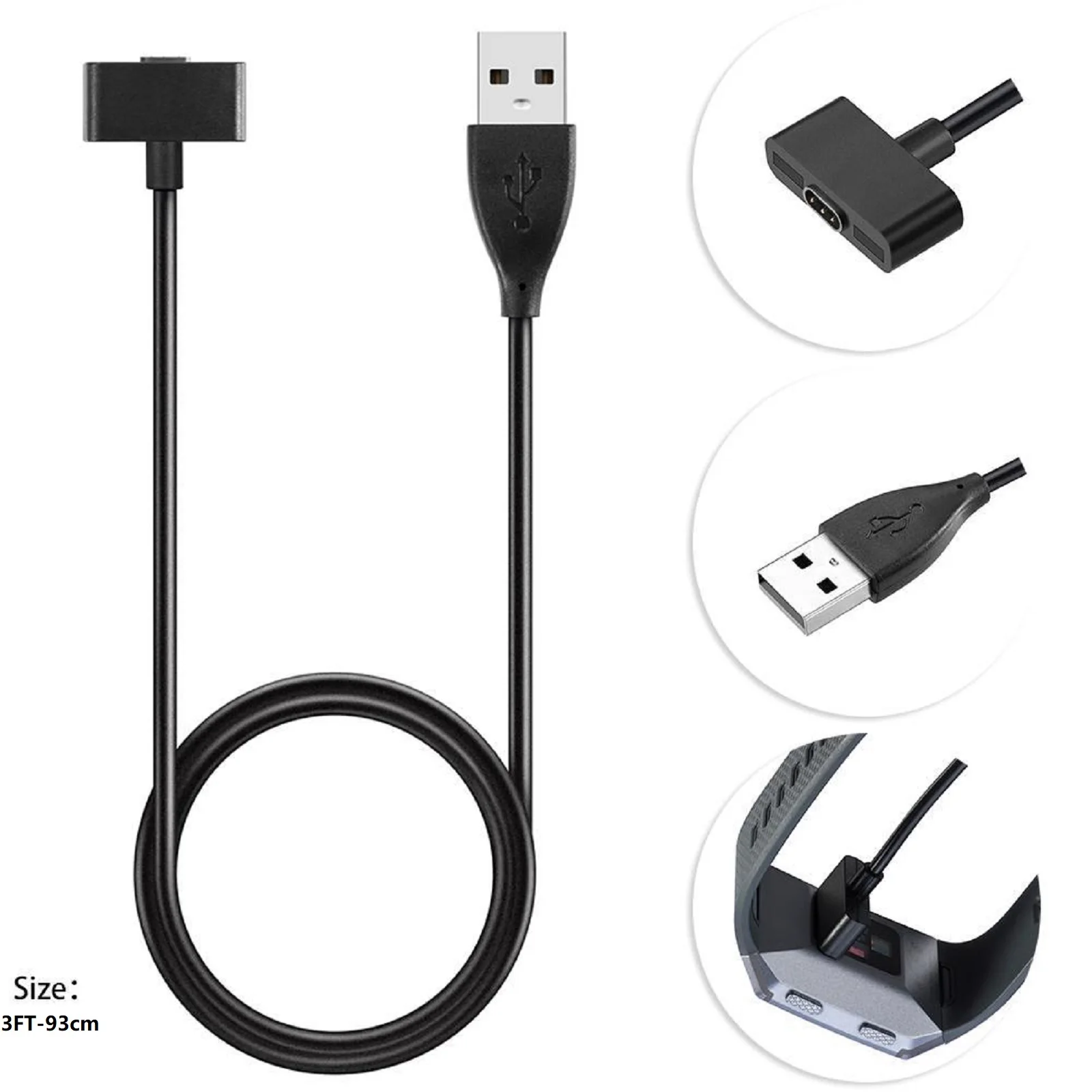 

93cm Magnetic USB Charge Cable For Fitbit Ionic Smartwatch Only 5V 1A Fast Charging Cord Replacement Watch Accessories Black